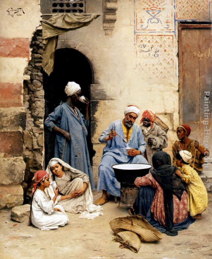 The sahleb vendor, Cairo painting - Ludwig Deutsch The sahleb vendor, Cairo art painting